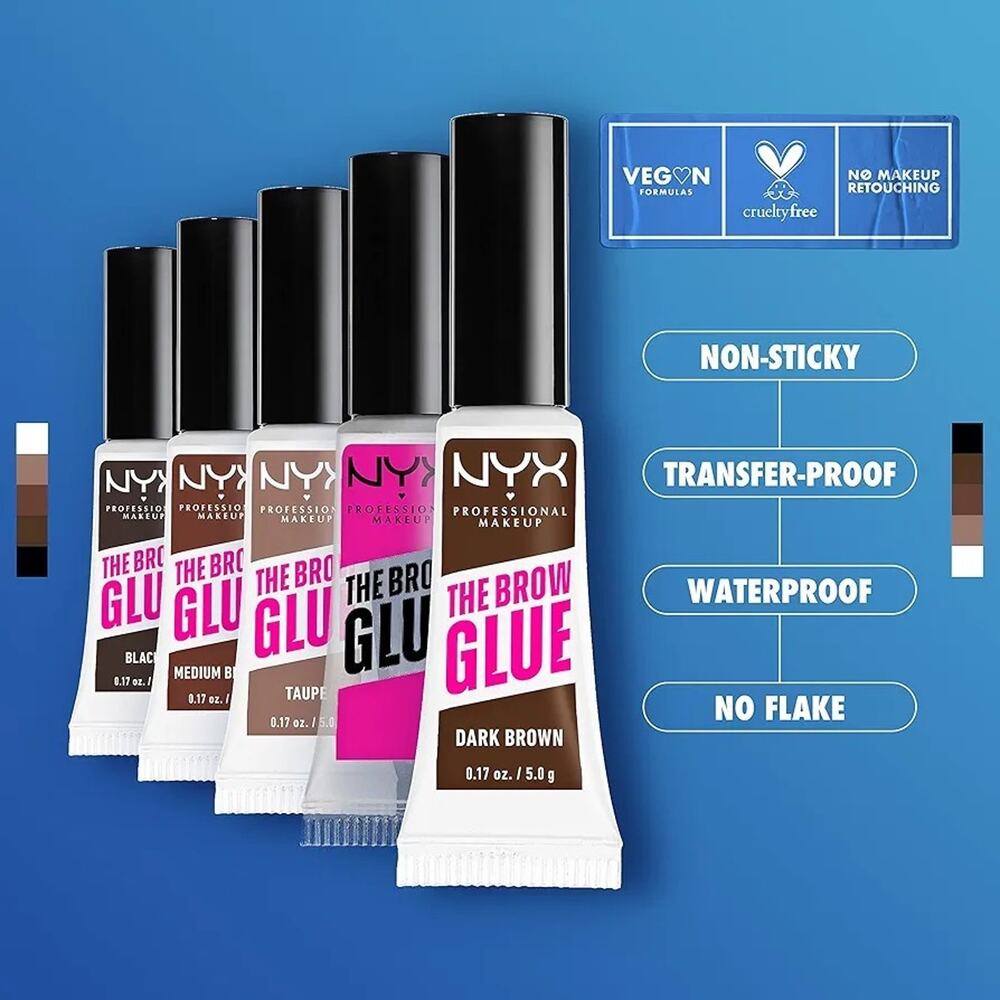 NYX Brow Glue Tinted Eyebrow Gel Dark Brown 0.17oz - Extreme Hold - Picture 4 of 8